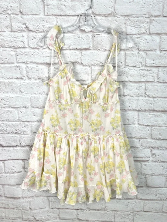 LoveShackFancy Frista Sherbert Sunrise Cotton Floral Mini Dress Size M - Picture 2 of 9